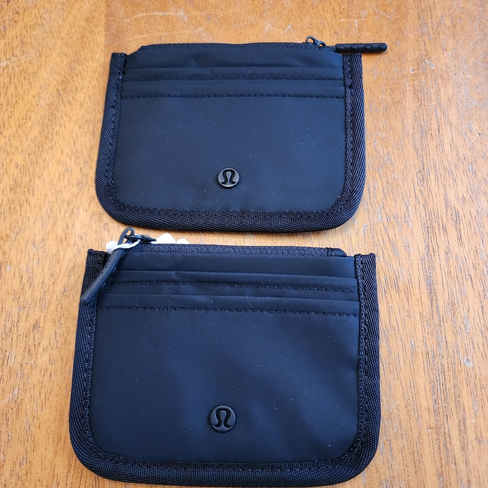 SET of 2  Lululemon Black Zippered Pouches. True Identity Card Case. NWT